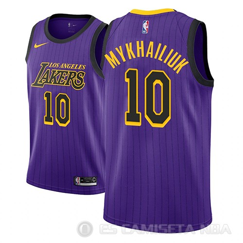 Camiseta Sviatoslav Mykhailiuk #10 Los Angeles Lakers Ciudad 2018 Violeta - Haga un click en la imagen para cerrar
